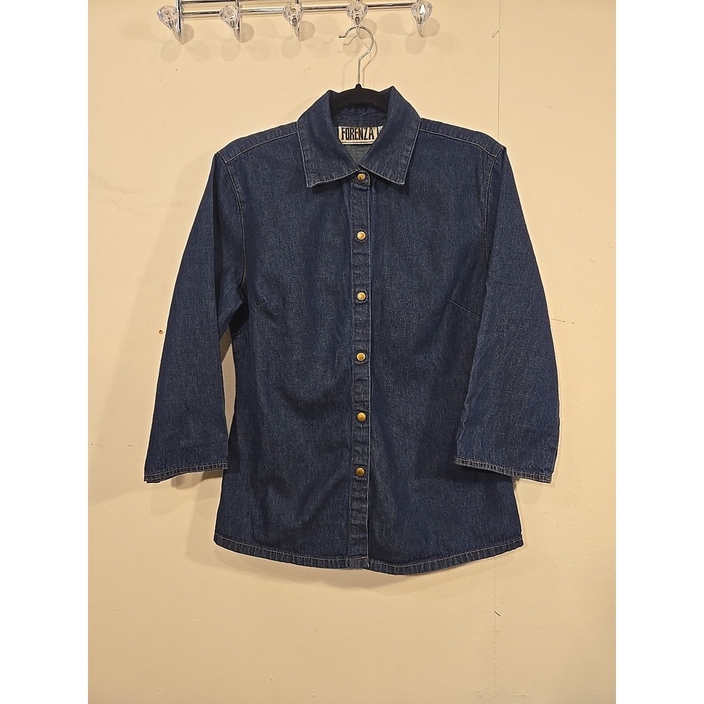 Vintage 90s Forenza Denim Short Three Quarters Sleeve Size 10